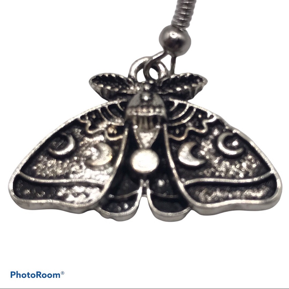 Luna Moth with lunar cycle earrings - Picture 2 of 2